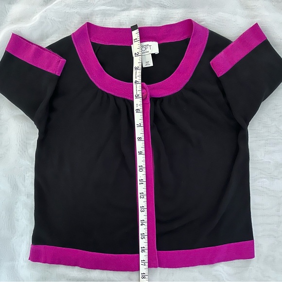 Loft (Ann Taylor) Combo Pink/Black Ribbon Dressy Tank and Cropped sweater set - Picture 8 of 12